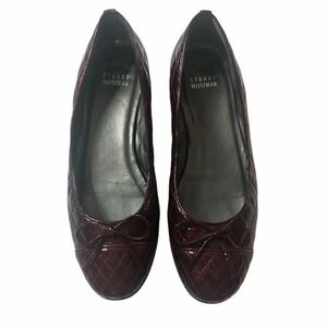 STUART Weitzman Wine Leather Quilted Ballet Flats